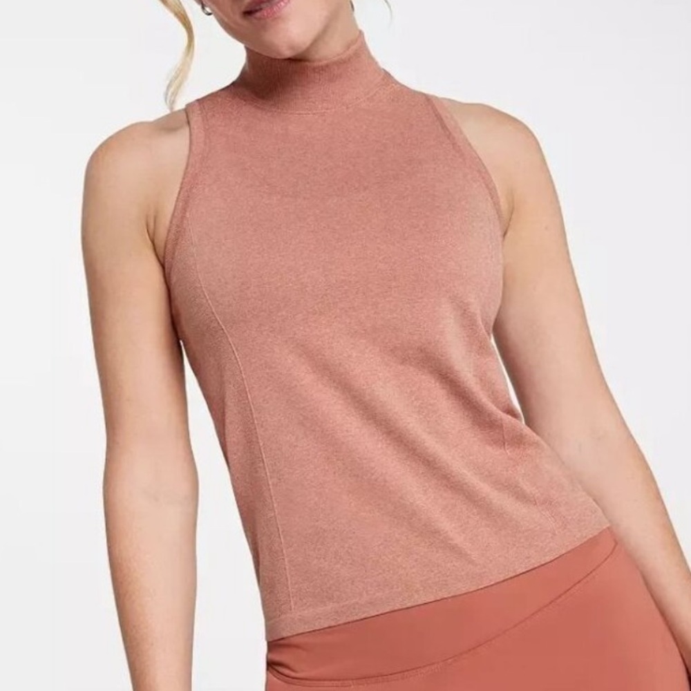 CALIA Women's Seamless Sleeveless Mock Golf Top Dark Orange Stretch - NWT M or L
